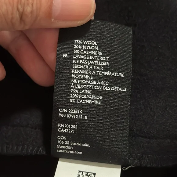 COS Topstitched Wool-Cashmere Dress Black Mini Short Sleeve Contemporary NWT-2 - Picture 13 of 13